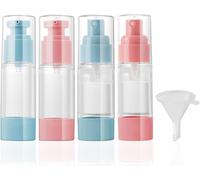 5 Pièces 30ml Bouteille Cosmétique Sous Vide De Voyage,Contenants De Voyage Anti-Fuites Approuvés Par La Tsa Bouteille De Voyage,2 Distributeurs+2 Flacons Vaporisateurs+ Entonnoir,Rosa+Bleu