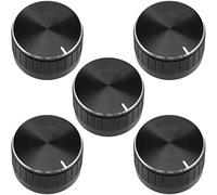 5 pièces 30x17mm potentiomètre en alliage d'aluminium bouton rotatif de contrôle du volume trou d'arbre moleté noir, for guitare à arbre 6 mm diamètre