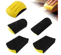 5 Pièces 6 Pouces Cale a Poncer, Mousse PU + Plastique, Poignée Ergonomique, pour le Polissage du Bois et le Ponçage Fin, Convient pour le Bois, le Carrelage, le Métal, le Verre (Jaune)