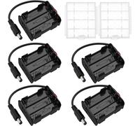 5 Pièces 6x 1.5V AA Supports de Piles, 9V Double Face Boîte de Batterie, AA Support de Batterie avec Prise CC, avec Boîte à Piles en Plastique