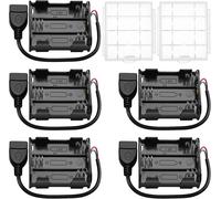 5 Pièces 6x 1.5V AA Supports de Piles, 9V Double Face Boîte de Batterie, AA Support de Batterie avec Prise Femelle USB, avec Boîte à Piles en Plastique