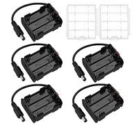 5 Pièces 6x 1.5V AA Supports de Piles, KUOQIY 9V Double Face Boîte de Batterie, AA Support de Batterie avec Prise CC, avec Boîte à Piles en Plastique