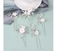 5 Pièces Accessoire Cheveux Mariage, Épingle à Cheveux Mariage Exquis, Bijoux Cheveux Mariage Montre ta Beauté, Hair Clips de Perle Feuilles pour Mariages, Anniversaires, Fêtes, Photographie