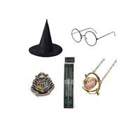 5 pièces Accessoires de jeu de rôle Harry Potter déguisement chapeau de fête lunettes collier broche baguette
