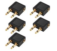 5 Pièces Adaptateur Casque Avion Plaqué Or, Adaptateur Avion Casque, Convertisseur Jack 2 Broches vers 3,5 mm, Adaptateur Audio pour Écouteurs Personnels, Compatible Systèmes Divertissement en Vol