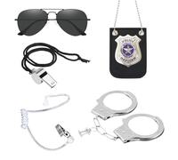 5 Pièces Agent Costume Accessoires, Ensemble de Costumes de Services Secrets Accessoires, Men in Black Deguisement Sécurité pour Hommes Femme Carnaval Halloween Cosplay