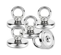 5 Pieces Aimant Neodyme Puissant 85KG, Diamètre Aimants Puissants 48mm, Aimant Puissant Peche Neodyme Force Puissant pour Pêche Magnétique Récupération de Rivière et Garage