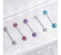 5 pièces Anneaux/Clous de langue cristal brillant minimaliste, convient pour le port quotidien des femmes Taille UniqueAcier inoxydable