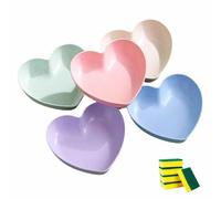 5 pièces Assiette en plastique en forme de coeur,Assiette à dessert,Assiette de pâtes,Assiette à gâteau,Assiette à salade,Plateau à collation,Réutilisables,Grande capacité 22cm (Couleurs mélangées)