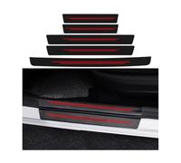 5 Pièces Autocollant en Cuir de Fibre de Carbone Plinthes pour Citroen C4 Aircross 2012-2016 2017, Voiture Seuil Porte Fibre Carbone Plinthes(Red)