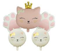 5 Pièces Ballons en Aluminium Motif Chat, Ballon Hélium Couronne Chat, Ballons Griffes de Chat pour Décoration de Fête d'anniversaire d'enfant