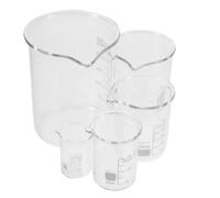 5 Pièces Béchers Gradués en Verre 10ml 25ml 50ml 100ml 250ml | Set de Cinq Capacités, Haute Transparence et Graduations Imprimées, pour Solutions Liquides et Réactifs