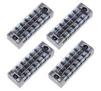 5 Pièces Bornier Barrière à Vis Double Rangée 45a 600v en Plastique | Couvercle Isolant Transparent Amovible, Deux Trous de Fixation, pour Signaux de Commande et Ponts