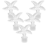 5 Pièces Bouchon de Flacon Parfum Étoile Cristal Vintage | Plastique Transparent, Style Américain en Relief, Fermeture Étanche, pour Voyage et Ambiance Raffinée