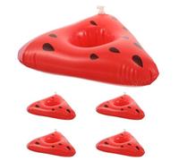 5 Pièces Bouée Gonflable Pastèque Porte-Boisson Flottant, PVC | Support Stable Anti-déversement, Surface Texturée Antidérapante, Plage et Fête, Format Compact Rouge