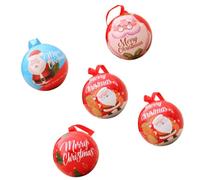 5 Pièces Boule de Noël en Fer, Boîte à Sucre Décorative Suspendue | Centre Creux pour Ranger Bonbons et Petits Objets, Motif Joyeux Coloré, Usage Festif pour Arbre Style Aléatoire