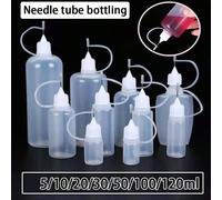 5 pièces Bouteille de plastique à piston avec embout pointu, bouteille seringue L 5/10/15/20/30/50/100/120ml, bouteille de distribution de liquide, bouteille compte-gouttes, pichet de distribution pou