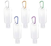 5 Pièces Bouteilles de Voyage Kit, Flacons de Voyage Rechargeables Transparants avec 5 Crochets, 50ml Anti-Fuite Portables à Bouchon Rabattable pour Gel Désinfectant, Shampoing, Lotion Cosmétique