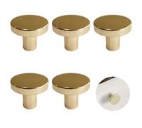 5 Pièces Bouton de Tiroir en Laiton Massif, Boutons de Meuble Ronds, Poignée de Meuble Armoire, Parfait pour Armoires et Commodes