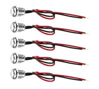 5 Pièces Bouton Poussoir 12mm Momentanés Étanches, Interrupteur à Bouton Poussoir en Acier Inoxydable, On/Off pour PC Voiture Bateau Industriel, 2A 12V/24V/125V/250V avec Fils Pré Câblés Tête Haute