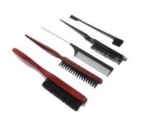 5 Pièces Brosse à Barbe Homme Noir, en Bois Coffret de Toilettage | Poils de Sanglier, Peigne à Queue de Rat et Brosse Bordure, Usage Salon ou Voyage