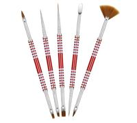 5 Pièces Brosse à Ongles Double Embout Rouge en Acrylique