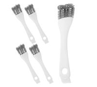 5 Pièces Brosse de Nettoyage, Long Manche, Tête Orientable | Rangement Suspendu, Grattoir Intégré, Poils Denses, Plastique et Métal, pour Grilles et Volières