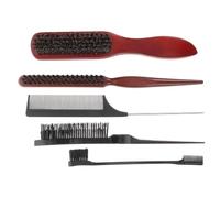 5 Pièces Brosse pour Barbe Homme, Coffret de Soin | Peigne Queue de Rat, Brosse Inclinée, Contrôle des Bords, Format Portable, Usage Salon et Voyage