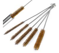 5 Pièces Brosses de Nettoyage pour Tubes en Laiton,8/10/12/15/20mm Brosses à en Laiton avec Manche Long, Cylindrique Nettoyage, Goupillon, pour Tuyau Cylindre Chaudière