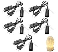 5 Pièces Câbles pour Lampe de Sel, 1,8 M Câble pour Lampe à Sel, Isolation Câble Douille, Douilles E14 avec Interrupteur et Câbles pour Lampes, Lampes de Table, Lampadaires