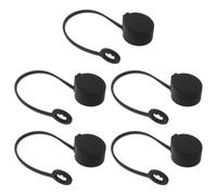 5 Pièces Cache de Prise de Recharge en Silicone Noir | Capuchon Extérieur, Rétention par Cordon, Surface Texturée Antidérapante, pour Utilisation Quotidienne et Station de Recharge