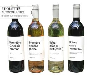 5 pièces Cadeau futurs parents future maman papa cadeau baby shower kit de survie maternité étiquette de vin personnalisable