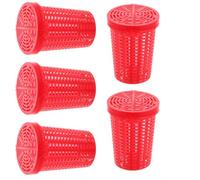 5 pièces Cage à Appâts de Pêche en Plastique Rouge pour Carpes et | Structure Polyvalente Réutilisable, Format Compact à Transporter, Adaptée aux Eaux Douces, Lacs, Poissons et Vairons