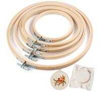 5 Pièces Cercle Broderie 10cm/13cm/15cm/18cm/20cm, Tambour à Broder en Bambou, Anneau de Point de Croix Réglable, Cerceau de Broderie en Bois, Tambour Broderie Rond pour Bricolage, Couture, Décoration