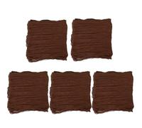 5 Pièces Chemin de Table en Tissu Plissé Bohème, Polyester | Marron Beige, Style Rustique Transparent, pour Tables de Banquet et Repas, Décor Mariage