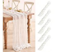 5 pièces Chemins de table plissés blancs, nappe rouge, nappe de fête, décoration pour anniversaire, mariage, décoration de la maison, centre de table de salle à manger, décoration de banquet, nappe de