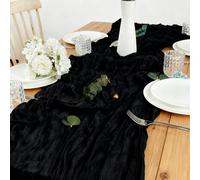 5 pièces Chemins de table plissés noirs, pliables, nappe noire, nappe de fête, décoration d'anniversaire, décoration de mariage, décoration de maison de vacances, décoration de table de salle à manger
