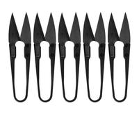 5 Pièces Ciseaux de Couture U en Acier Carbone Noir | Poignée Confortable, Coupe Facile, Format Compact, Usage Tailleur et Fils, Finition Noire Discrète