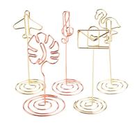 5 Pièces Clip Mémo de Bureau en Métal, Petite Pince Décorative | Forme Monstera, Flamant, Avion, Note et Enveloppe, pour Cartes de Visite, Bureau ou Maison