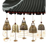 5 Pièces Cloche Feng Shui,Métal Vintage Fengshui Bell,Bénédictions des Carillons Feng Shui,Carillons Éoliens Chinois,Convient pour Maison et Jardin (5 Styles)