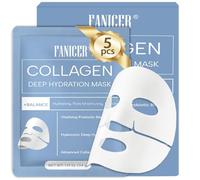 5 Pièces Collagen Mask, Masque Collagene Visage, Collagen Real Deep Mask, Masques Facial Profond Hydratant Anti-rides, Resserrement des Pores, Bleu