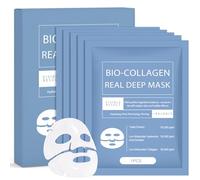 5 Pièces Collagen Masque, Bio Collagen Face Mask, Anti-âge, Masque Collagène, Améliore L'élasticité de la Peau, Hydratante en Profondeur, Masques visages Soins de la peau