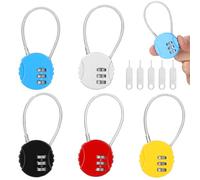 5 Pieces Combination Padlock,Cadenas Casier College,Mini Cadenas,Small Cable Code Padlock,Cadenas et Loquets,Cadenas Valise,Resettable 3 Digit Combination Security Padlock for Suitcase,Travel Bag