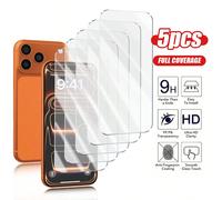 5 pièces Compatible avec IPhone 14 Pro Max/14 Pro/14 Plus/16 Pro/16 Pro Max/16 Plus/15 Pro/15 Plus/13 Pro Max/13/12/11/17/17 Air/17 Pro/17 Pro Max/17e, Protecteur d'écran, Verre trempé à double couche