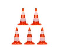 ECD Germany 5 Pièces Cônes de Signalisation 47 cm, Orange-Blanc, Pylône de Chantier avec 2 Bandes Réfléchissantes, Plot de Circulation Empilable et Flexible, Balise de Marquage Routier de Sécurité