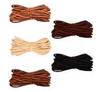 5 Pièces Cordons en Cuir Plat 10m x 2.6mm, Cordons en Daim Synthétique, Ficelle en Cuir Suédé pour Bijoux, Bracelets et Colliers Bricolage (5 Couleurs)
