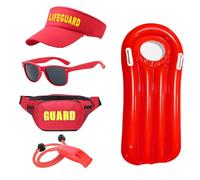 5 Pièces Costume de Sauveteur Homme Femme, Déguisement Alerte à Malibu Adultes Sac Banane Bouée de Sauvetage Casquette Lunettes de Soleil Plage Halloween Carnaval Fete Cosplay (Femme)
