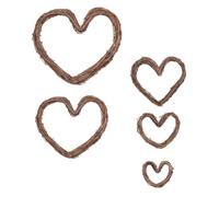 5 Pièces Couronne Cœur en Rotin Marron pour Fleurs | Cadre Rustique, Base pour Bouquets Frais ou Secs, Usage Fête et Saint-valentin