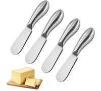 5 Pièces Couteau à Beurre, Petit Couteau à Pain en Acier Inoxydable, Couteau à Fromage, Couteau à Dessert, Mini Couteau à Fromage pour Crème, Beurre, Confiture (Argent)