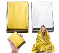 5 Pièces Couverture de Survie Double Face (Or/Argent), Protection Thermique | Couverture Survie (PET, 2.1x1.6m). Protection Chaud/Froid, Imperméable. Idéal Survie, Rando Ou Couverture Pour Fenêtre